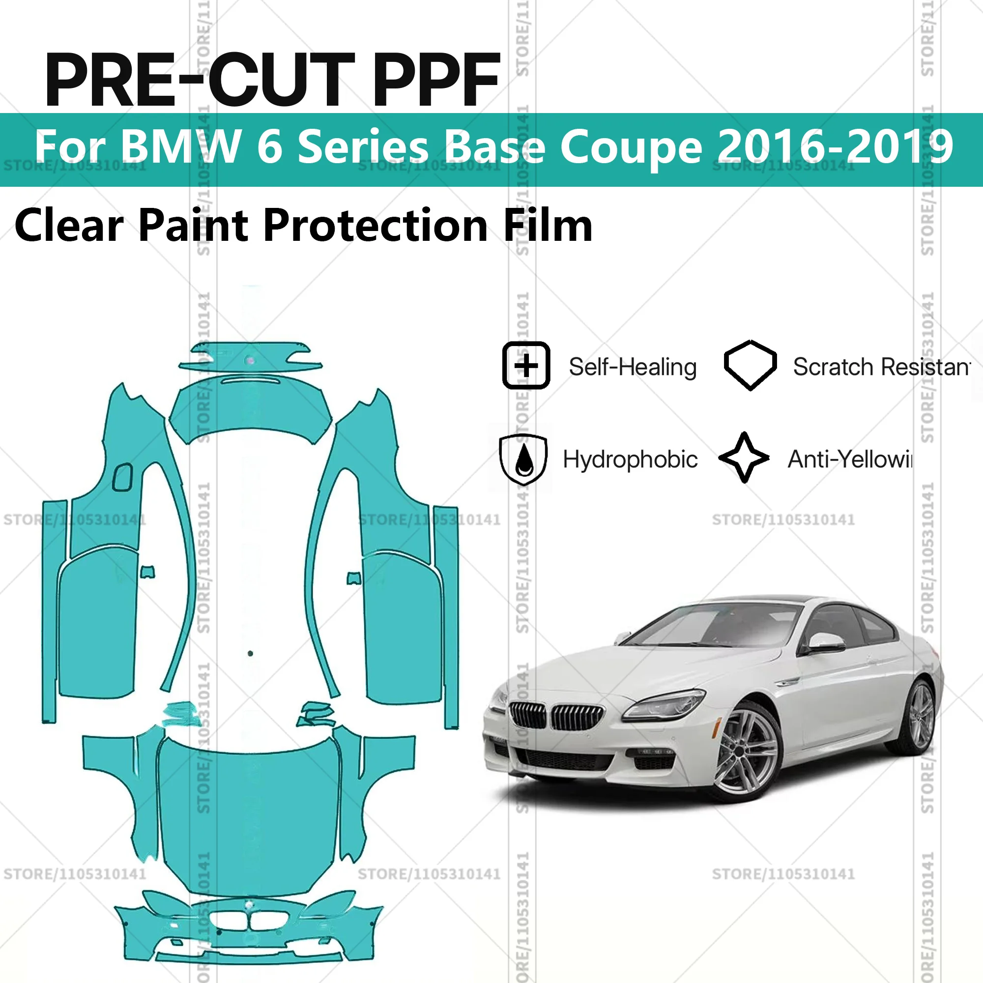 

Предварительно нарезанная защитная пленка PPF, прозрачная автомобильная пленка для BMW 6 серии Base Coupe 2016-2019, полная защита кузова.