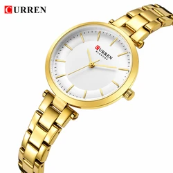 CURREN-Reloj de pulsera elegante para mujer, de acero inoxidable, de cuarzo, clásico