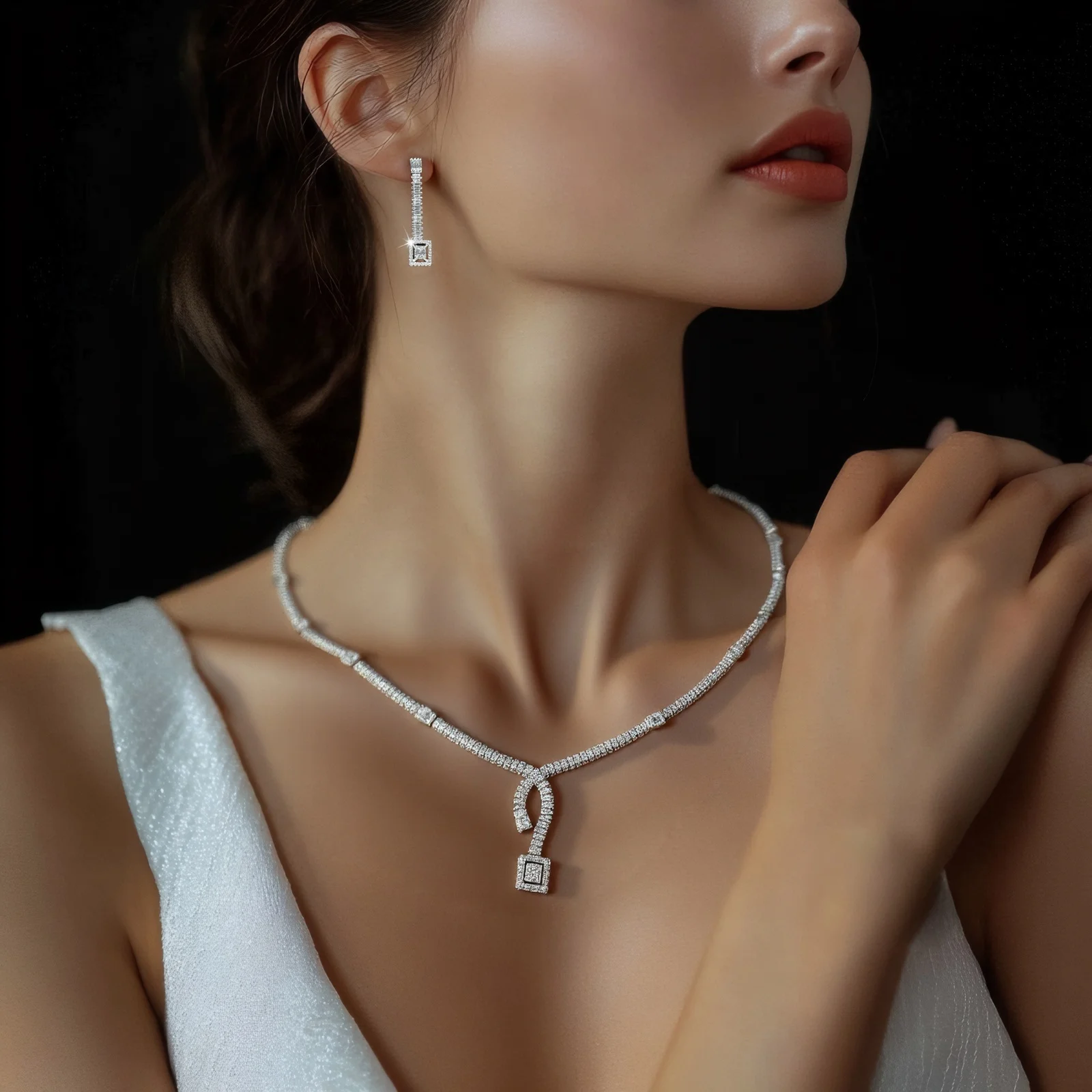

HIBRIDE 4 Pieces Fashion Atmosphere Necklace Earrings Bracelet Ring Ladies Jewellery Set Banquet Party Gift Wedding Daily S-765
