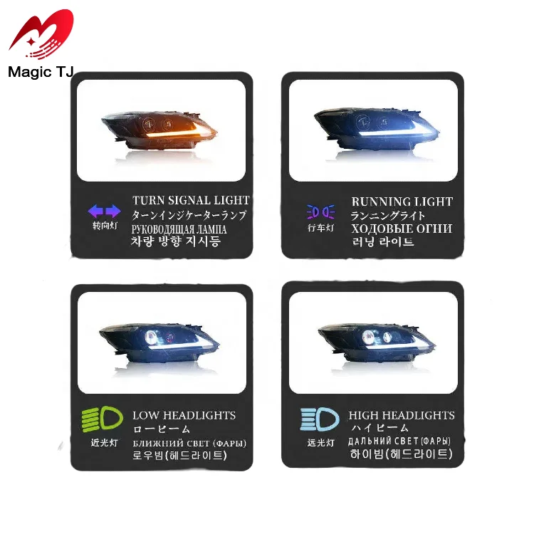 لهوندا ل سيفيك 8th الجيل 2012-2014 LED المصابيح الأمامية ديناميكية بدء التشغيل بدوره إشارة الخلفية DRL رئيس مصابيح 6000 كيلو اللون ل #6