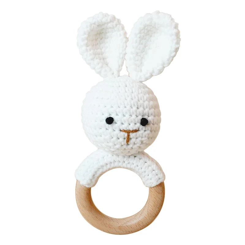 Handcrafted Cotton Rabbit Rattle - Cute Cartoon Animal Teether For Babies | Safe & Soft Chew Toy | Ideal Newborn Keepsake