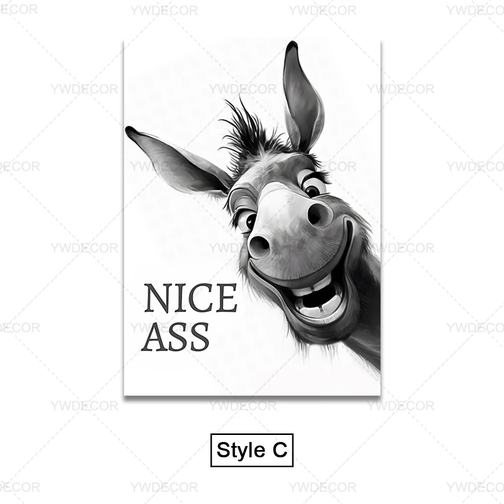 Abstracte Grappige Dieren Ezel Poster Print Schilderij Mooie Kont Citaat Canvas Muur Kunst Foto 'S Voor Thuis Badkamer Decor - afbeelding 1