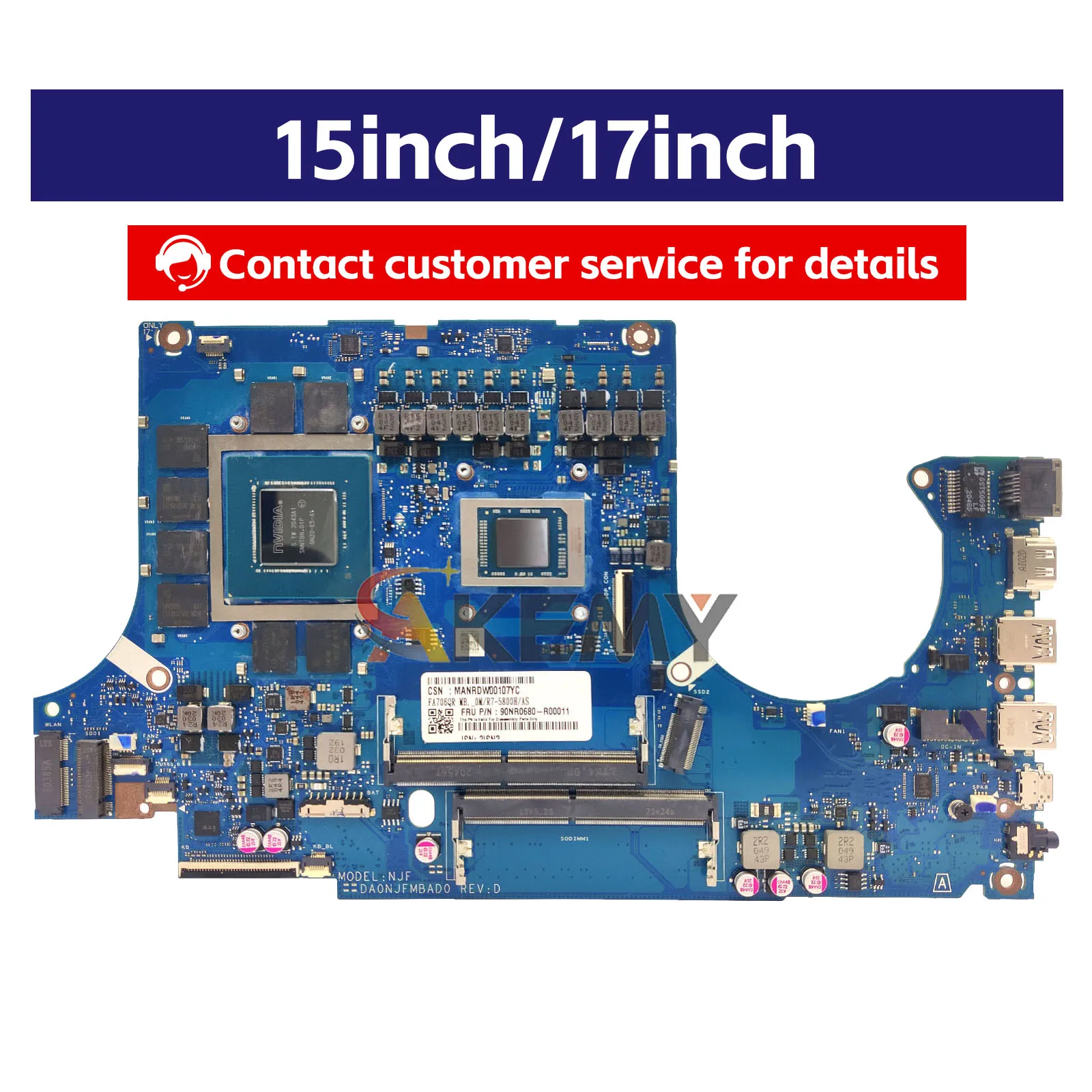 DA0NJFMBAD0 Scheda Madre Del Computer Portatile Per ASUS TUF Gaming FA506Q FA706QM FA706QR Scheda Madre Del Notebook Con R5 R7 R9 CPU 100% test OK stk