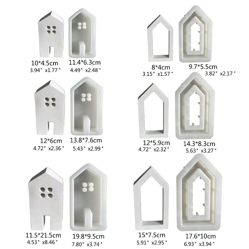 Molde vela en forma casa R2LD, cemento resina artesanal, molde fundición arcilla y yeso, decoraciones para