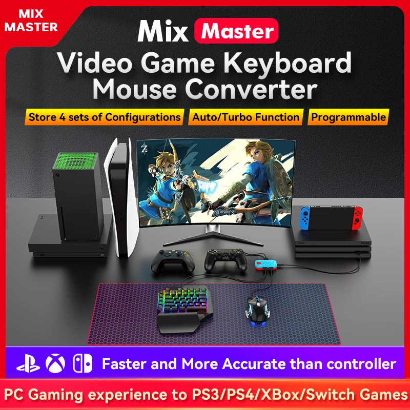 Mix Master Single Hand Keyboard Mouse Keyboard Comverter Combo Pack Game console Comverter For XBOX For PS3/PS4/PS5 For Switch