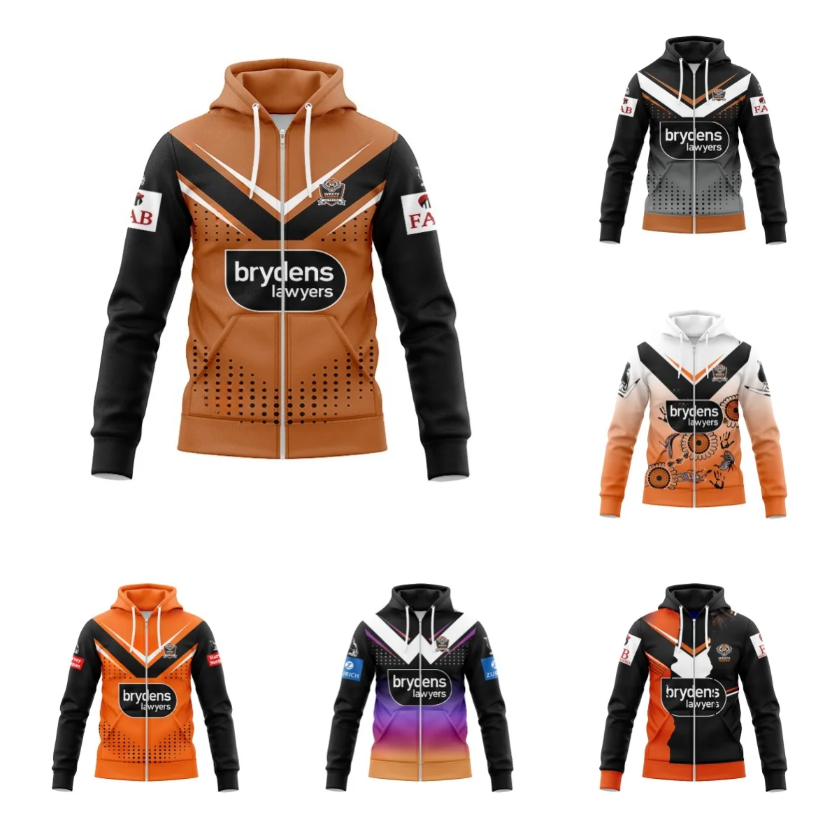 

Zip Hoodie 2024 Indigenous Jersey West Tigers Adult Men's Team(Custom name and number )