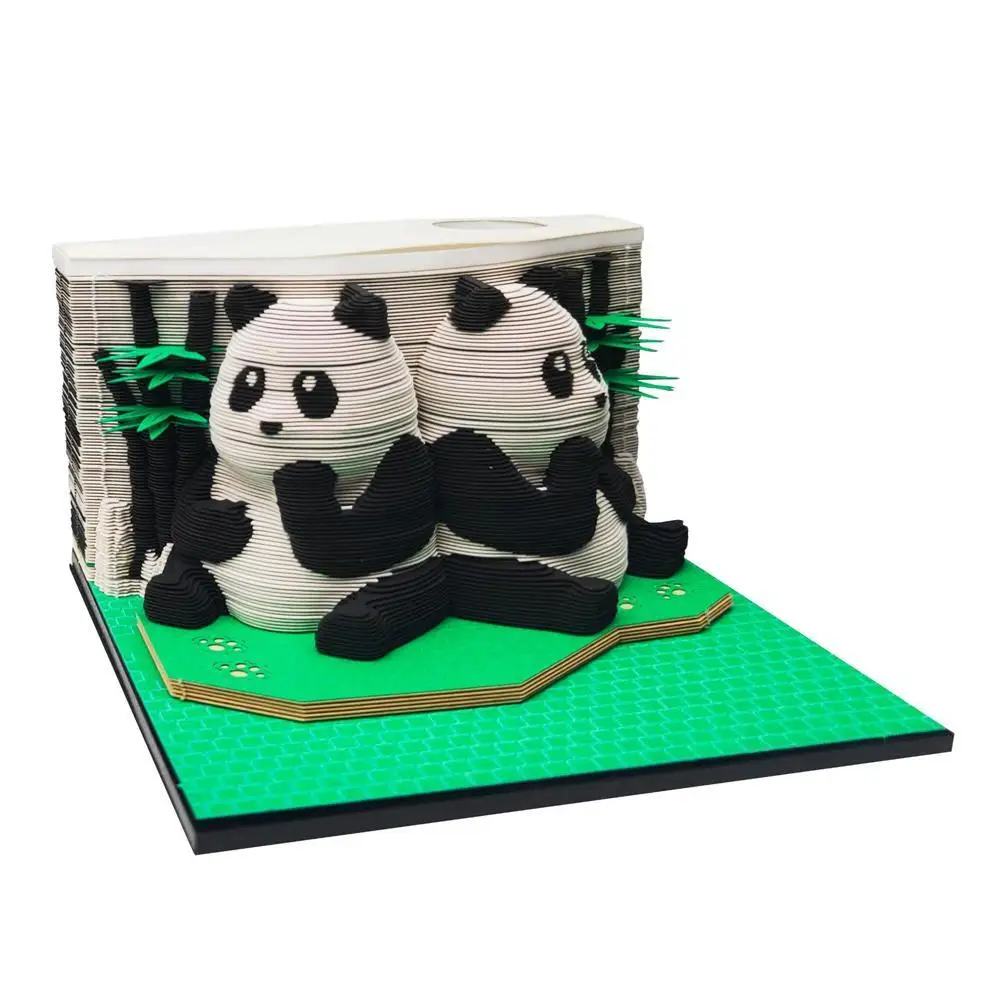 

2025 3D Panda Memo Pad Tear Away Paper Carving Sticky DIY Note Desktop Decoration Time Piece Calendar for Anniversary