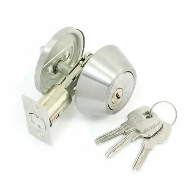 Door Locker Key Locking Silver Tone Lockable Lock w Three Keys