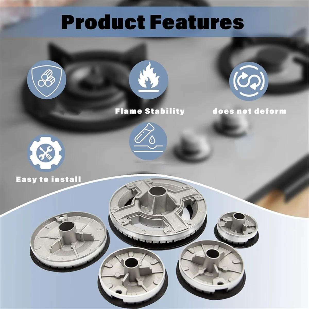 New Gas Stove Burner Caps,Gas Stove Burner Caps Set 5 PS,Burner Caps for SABAF Stove Top Covers Replacement for SABAF Stoves