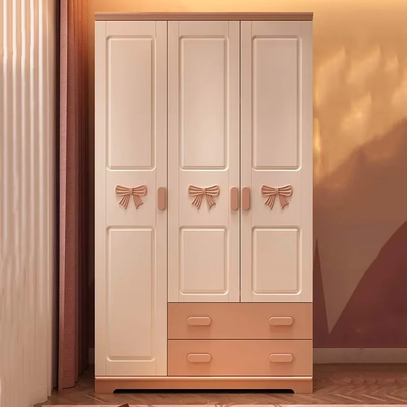 Aesthetic Cute Girls Wardrobe White Nordic Room Clothes Closet Armable Storage Wooden Placard De Vetement Furniture For Bedroom