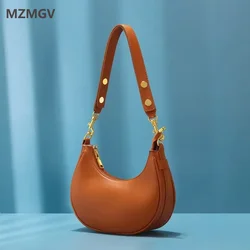 Fashion Half Moon Hobo Bag for Women 2024 Soft Pu Leather Casual Zipper Underarm Bag Quality Shoulder Bag Casual Shopper Female