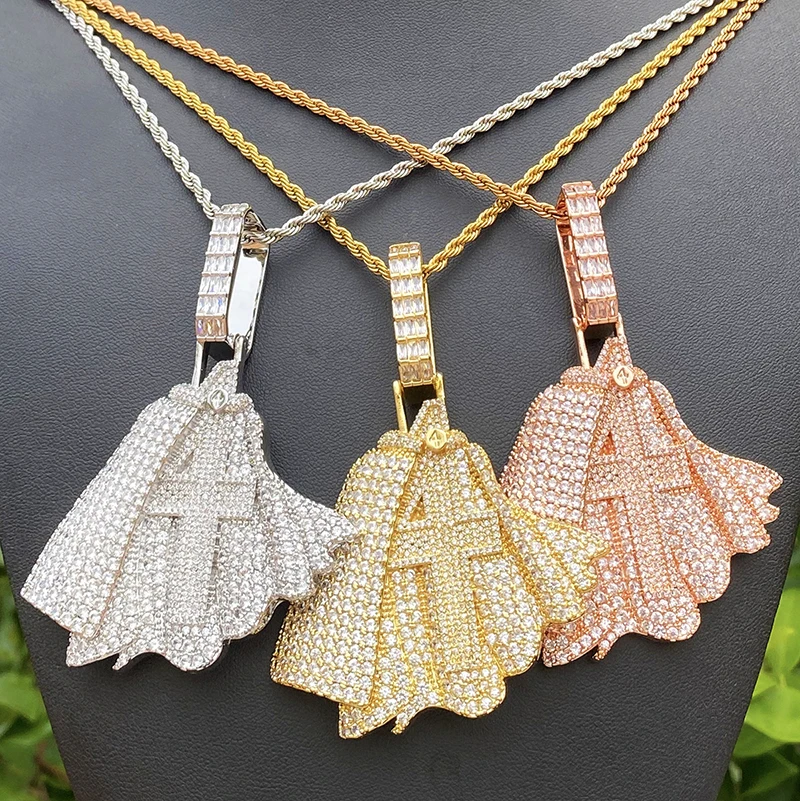 

Хип-хоп 3A+ CZ Камень Прокладка Bling Ice Out Крест Плащ Подвески Ожерелья для Мужчин Репер Ювелирные Изделия Розовое Золото Серебро Цвет