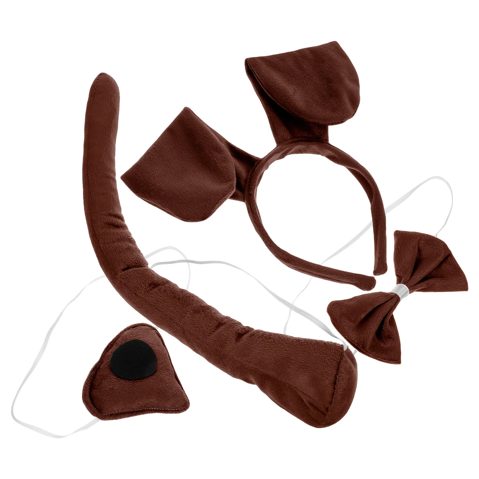 

1 Set Kids Puppy Costume Set Dog Ears Nose Tail Bow Tie Realistic Animal Headband For Halloween Cosplay Party Decorations Photo