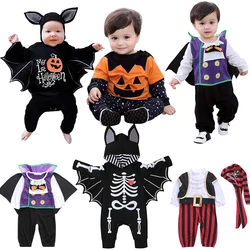 New Halloween Baby Kids Costumes Set  Boys Girls Romper Cosplay Vampire Pirate Pumpkin Newborn Jumpsuit Infant Black Bat Clothes