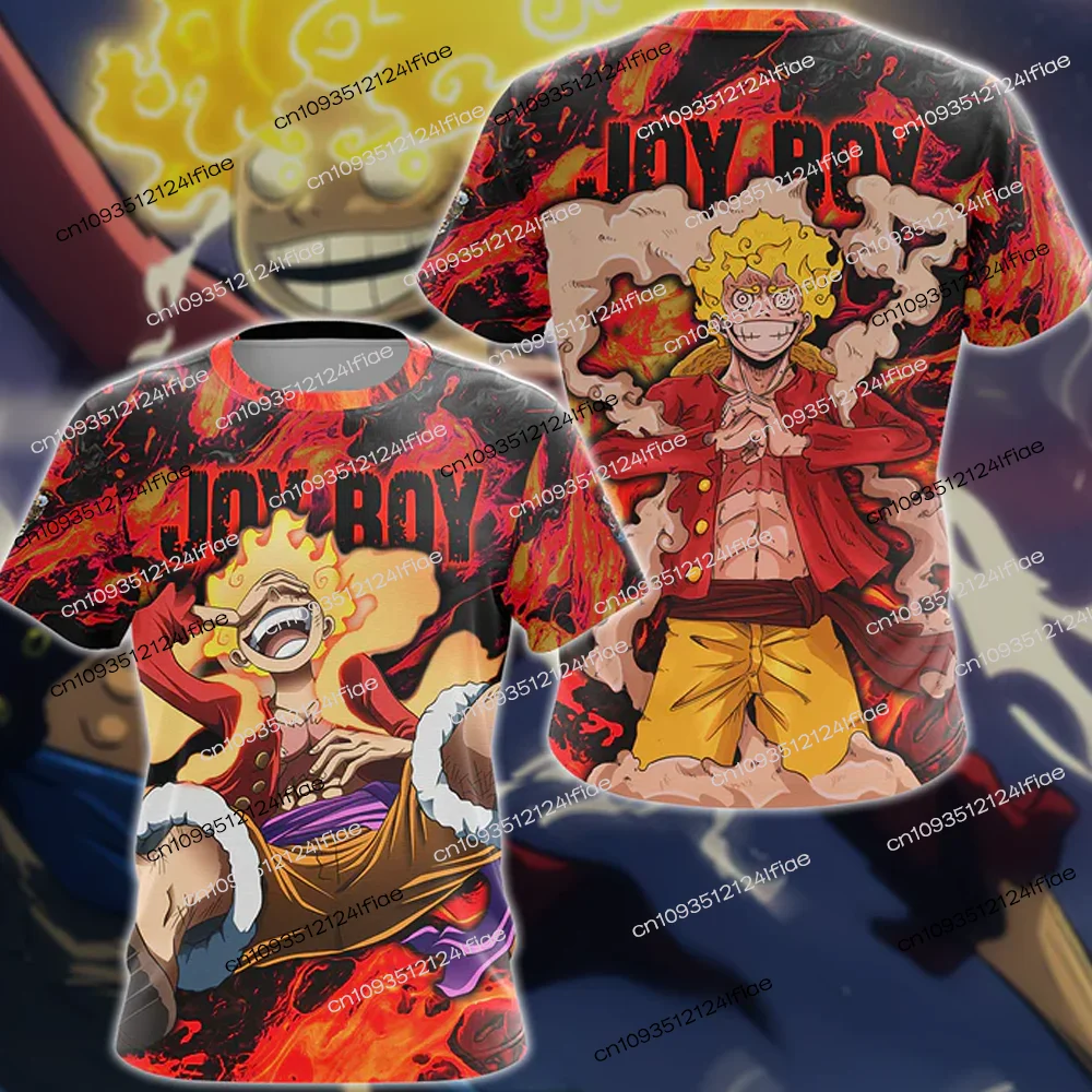 2025 One Piece Joy Boy Luffy Anime Manga 3D Camiseta con estampado completo Camiseta deportiva de secado rápido para hombres adultos Disfraz de cosplay para niños