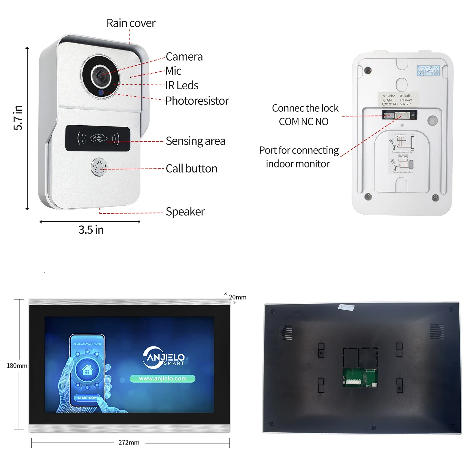 1080P Tuya Sistema videocitofonico IP da 10 pollici Touch Screen Wifi POE Campanello cablato per controllo accessi RFID piatto villa