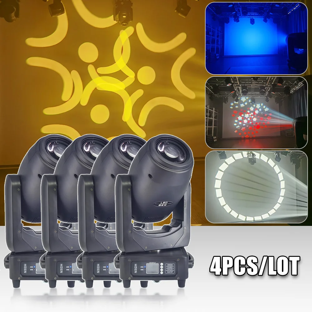 

4PCS/Lot LED 250W Beam Zoom Moving Head Rotating Gobo Wash Effect Pattern Prims Party Bar Club Dj Disco DMX Music Stage Lighting