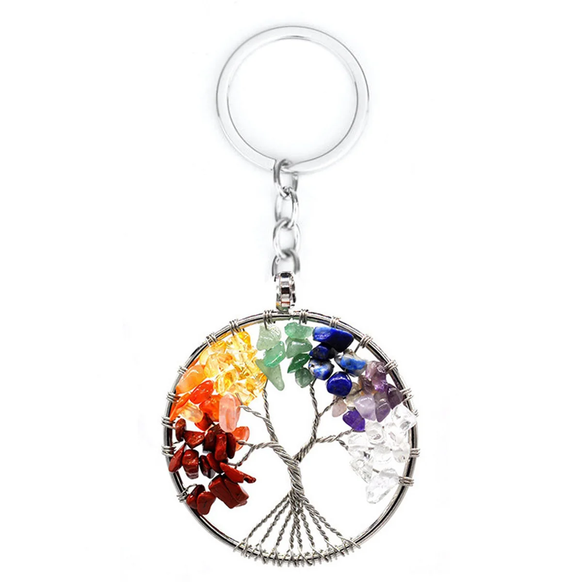 Natural Crystal Gravel Tree of Life Keychain Pendant Money Tree Keychain Pendant