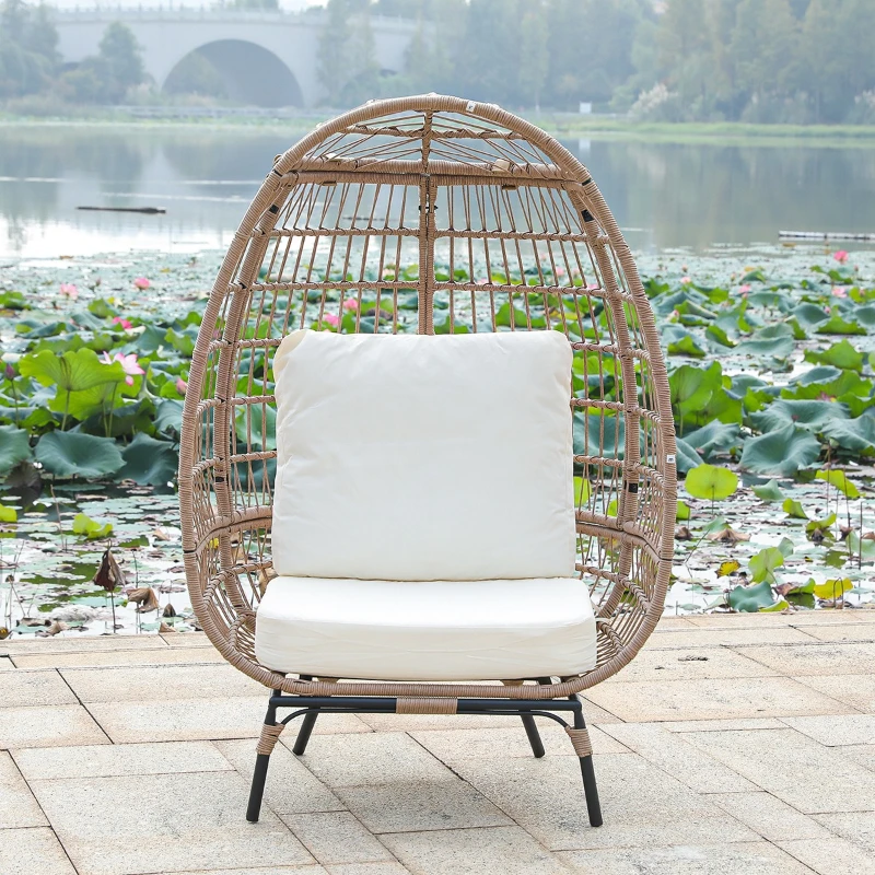 

Outdoor leisure rattan egg chair round bird's nest garden sun chair courtyard balcony open-air rattan chair rattan art furniture