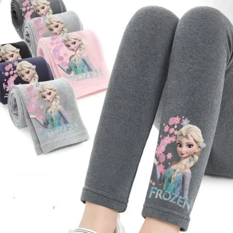 Baby Girls Pants Cartoon Frozen Anna Elsa Mickey Print Cotton Leggings Spring Autumn Children\'s Skinny Pant Kid Long Trousers