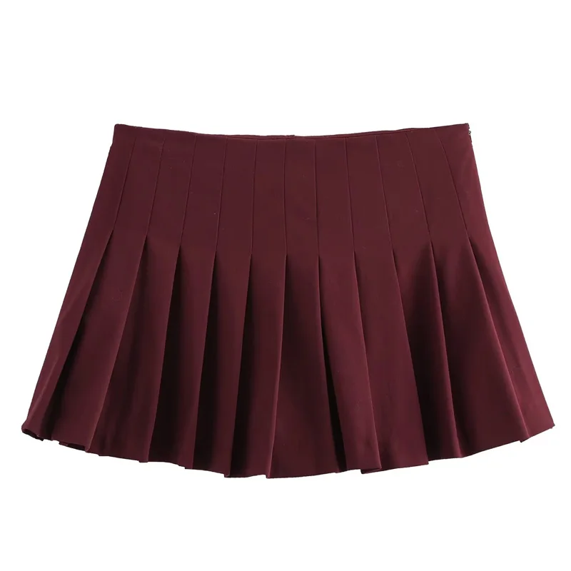 HXAO 2024 Red Pleated Skirt Shorts Women's Skirt Pants Burgundy High Waist Skirt Shorts Office Wear Women Korean Style Culottes