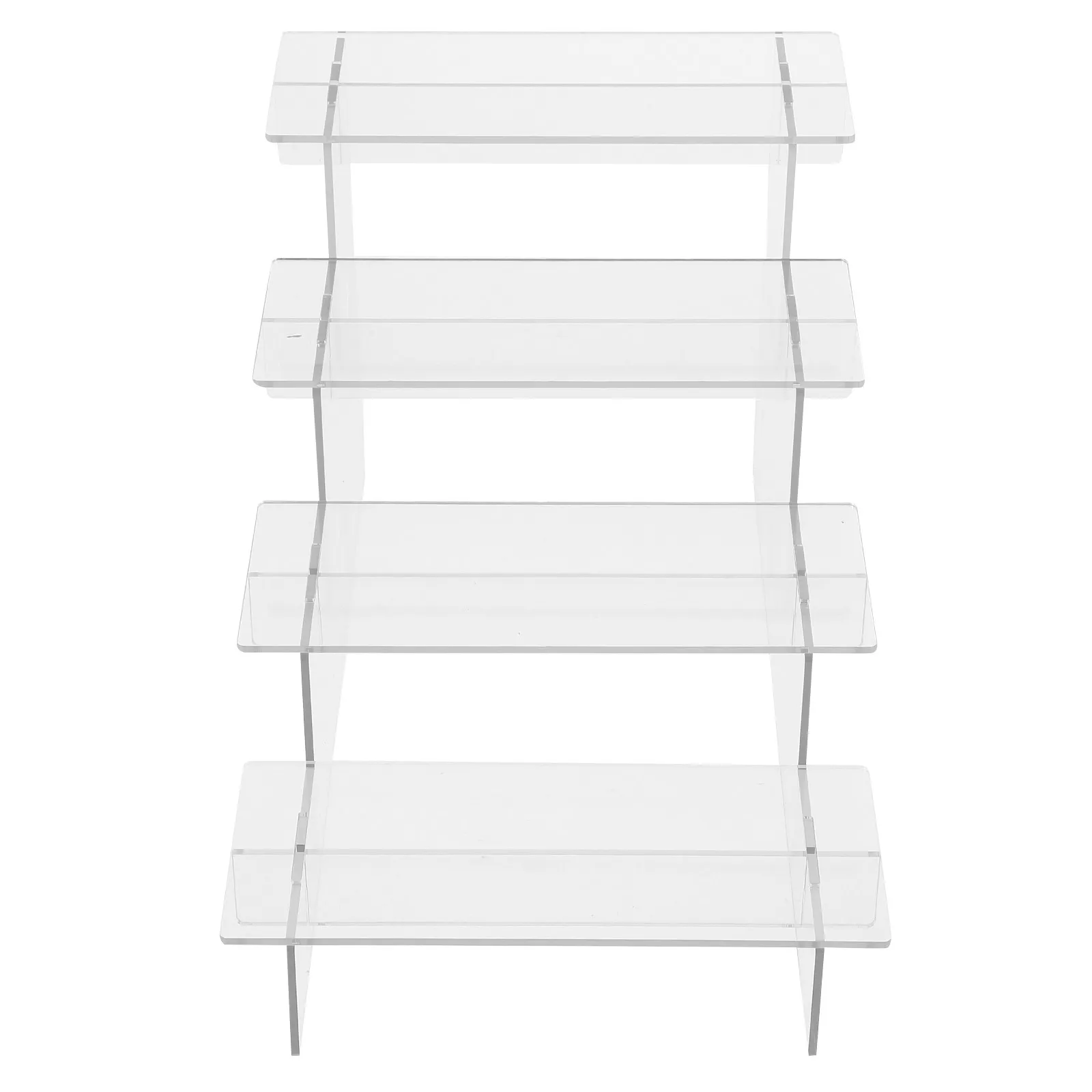 4-Tier Acrylic Riser Display Stand Clear Desktop Shelf for Perfume Jewelry Handicrafts Collection Organizer Living Room Study