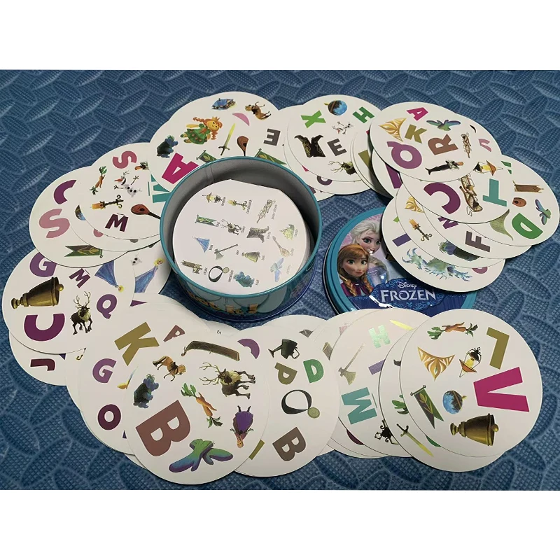 Jeu de société de cartes Disney la reine des neiges, jouets de princesse, boîte en fer, fête amusante en famille, vacances, outil de Camping, sport, cadeaux de noël et d'halloween