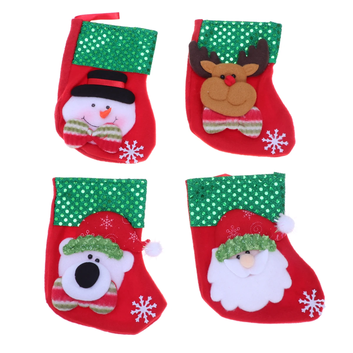 

4 Pcs Golden Letter Design Kids Hanging Decorations Christmas Gift Stockings Christmas Sock Pendents