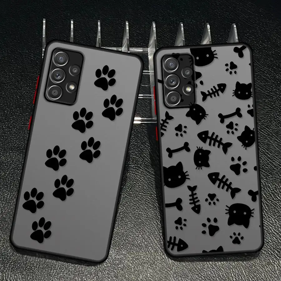 Kitten Paw Prints Phone Cover Case for Samsung Galaxy A73 A33 A17 A52 A53 A14 A23 A34 A36 A16 A15 A54 A52S A72 A35 A56 A55