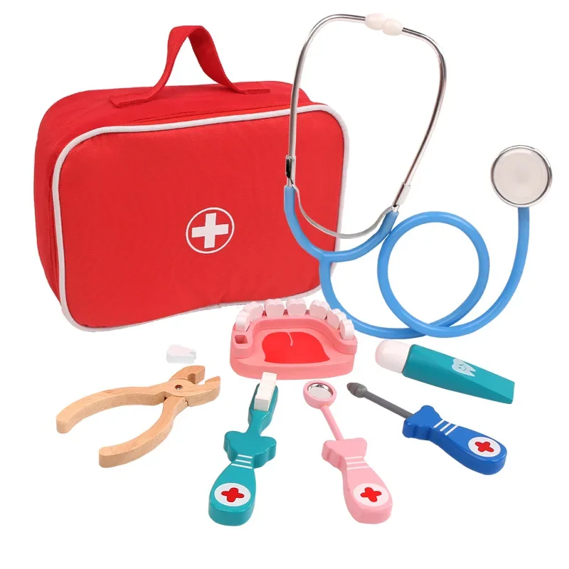 Jouets de docteur en bois pour enfants, simulation médicale, coffret de médecine pour enfants