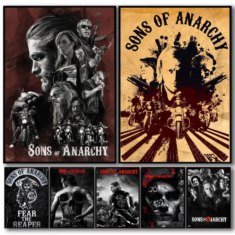S-Sons of A-Anarchy Painting Calligraphy Cotton Canvas Wall Art Poster Quality Decor Painting for Living Room Home Decor