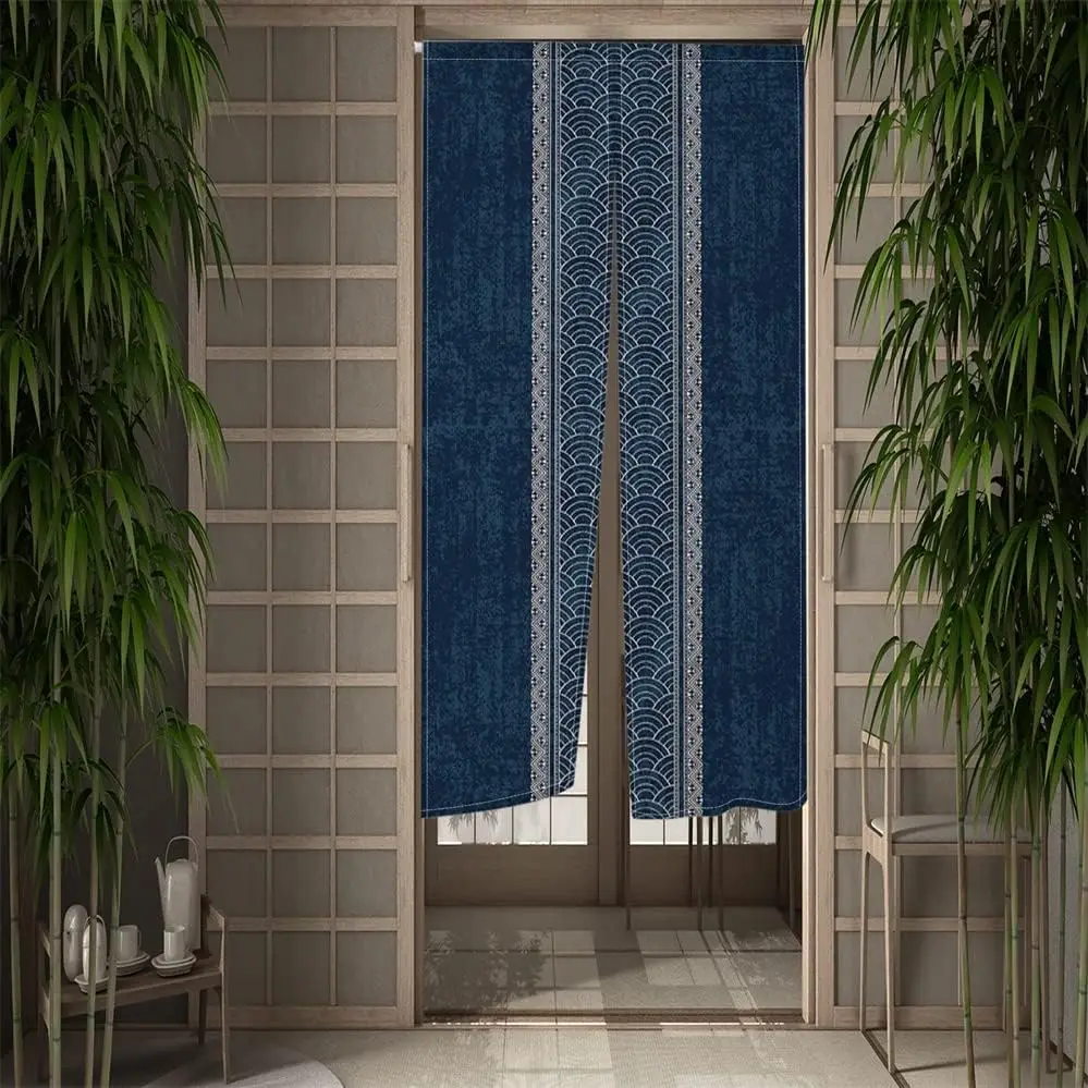 Japanese Doorway Curtain Long Type Japanese Style Window Treatment Hanging Door for Ukiyoe Room Divider Kitchen Home Decor