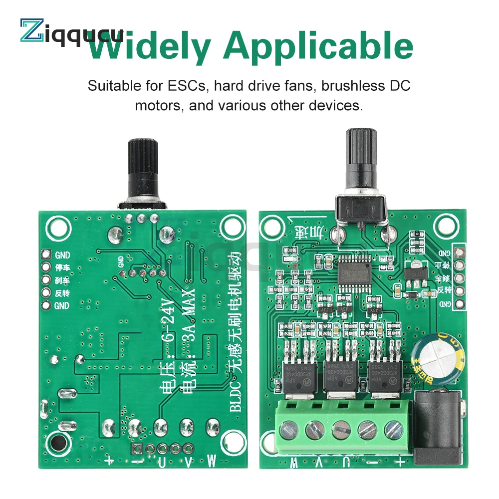 

Three-Phase Brushless DC Motor Driver Board DC 5-24V 75W ESC Driver Board Speed Control module for HDD Fan Industrial Cooling