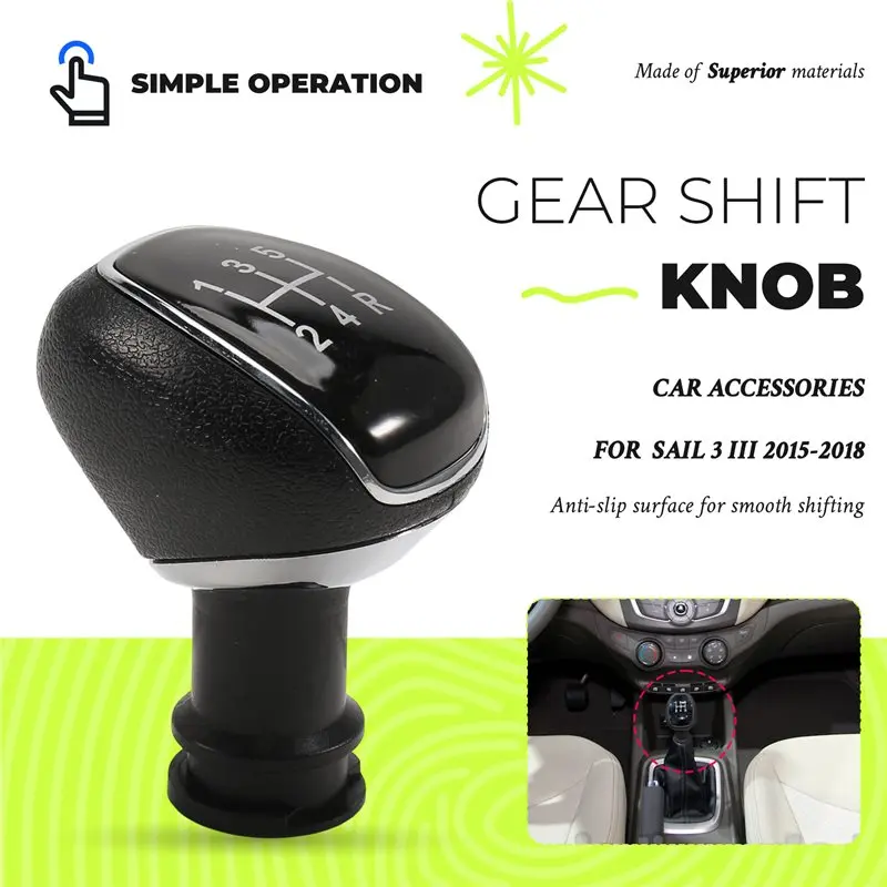 Car Upgrade Shifter Handle 5 Speed Manual Gear Shift Knob Replacement For Sail 3 III 2015-2018 Car Accessories-ABQF