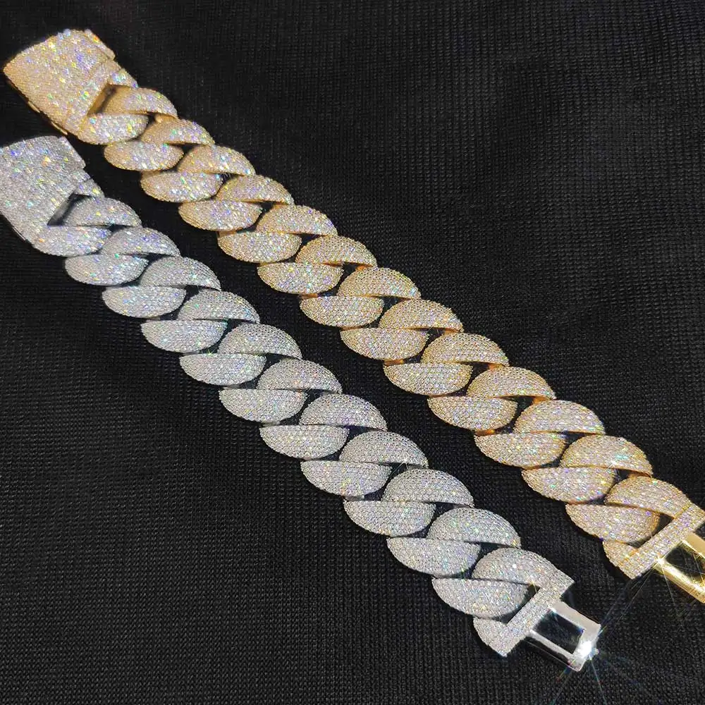 

Wholesale Hip Hop Rock Exaggerated 22mm Chunky Cuban Link Men Choker Jewelry Iced Out Full Cuban Link Chain Bracelet For Men