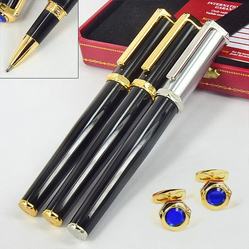 agd holografico roller ball pen caneta de luxo barril preto dourado ou prata numero de serie escrita suave 01