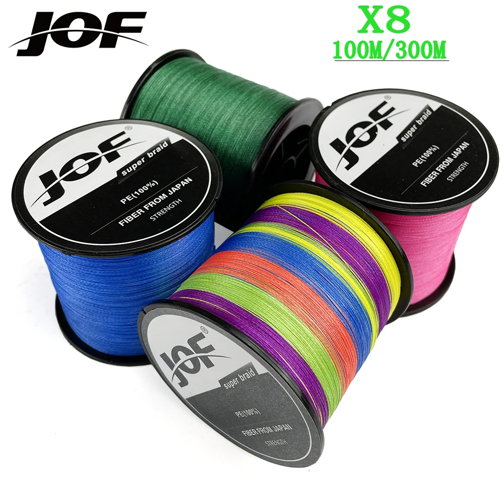 JOF X8 Super Strong 8Strands Braided Fishing Line 300/100M Multifilament PE Line Saltwater Fishing Tackle 22 31 39 43 52 61 78LB