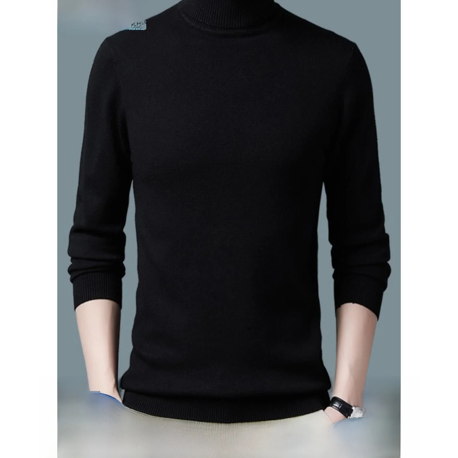 

Orier 2025 Men's Thiened f High Collar Sweater Pure Wool Warm Inner Bot Autumn Winter Knittedwear Easy to Deform