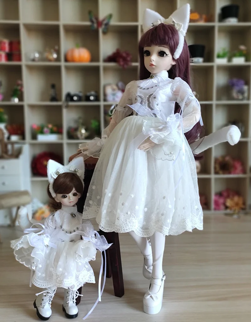 1/6 1/4 1/3 Scale BJD Clothes Cat Girl Outfit Dress + Socks Suit for BJD/SD YOSD MSD SD13 Big Girl Doll Accessories