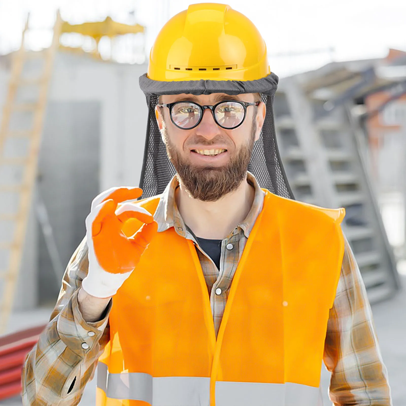 

Reflective Hat Cover Hard Hat Neck Shade Visor Sun Protection Gray Breathable Mesh Construction Workers SafetyHelmet Accessories