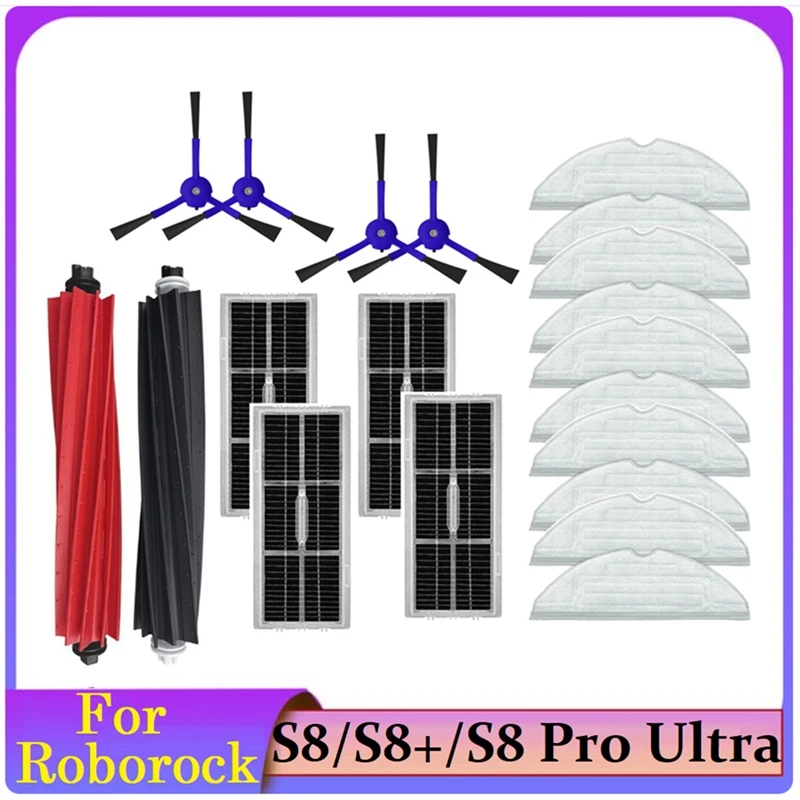 20 Stück Ersatzteile für Roborock S8 Pro Ultra Seitenbürste Filter Mopptuch für Roborock S8/S8+ Staubsaugerteile
