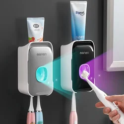 Dispensador dentífrico automático com porta-escovas, acessórios de parede do banheiro conjunto