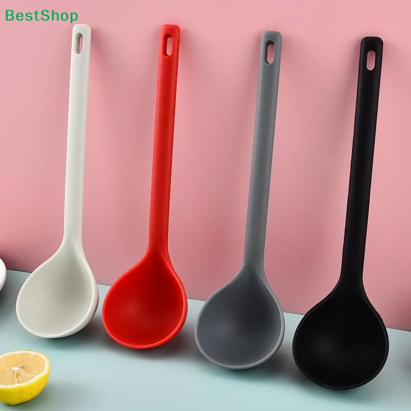 Heat Resistant Long-handled Silicone Soup Ladle BPA Free Durable for Serving Hot Pot Stew Porridge Kitchen Essentials