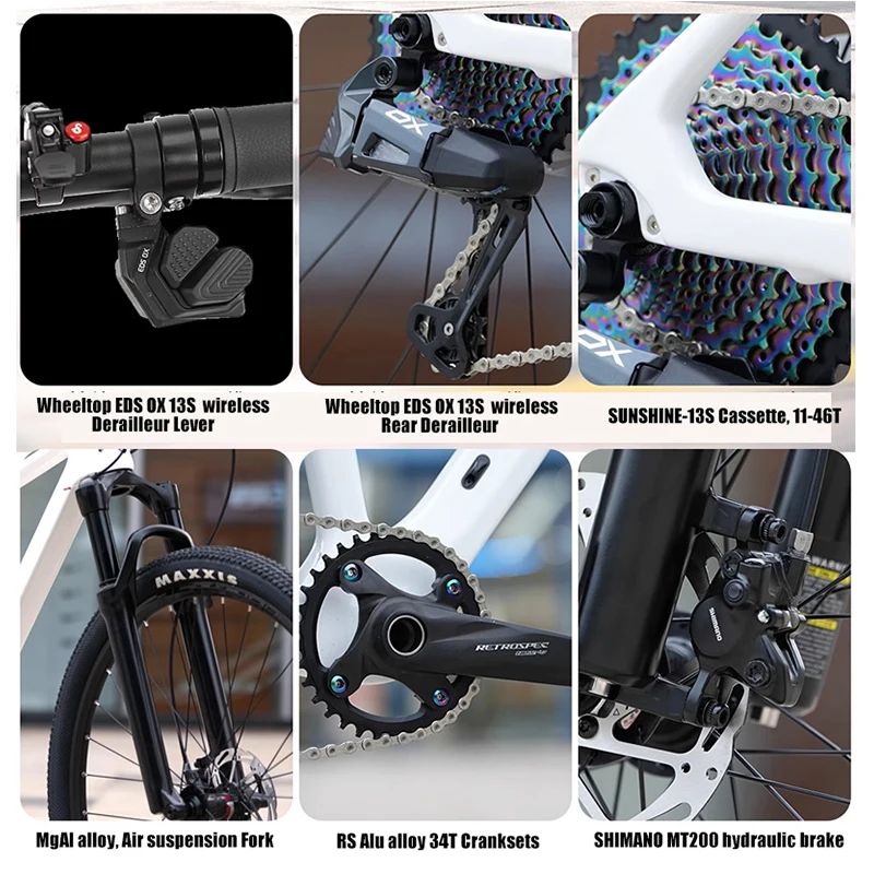 Twitter New M5 Wireless Carbon MTB Bicycle 29 Wheeltop EDS OX 13S Electronic Shifter Inner Cables Mountain Bikes For Adults