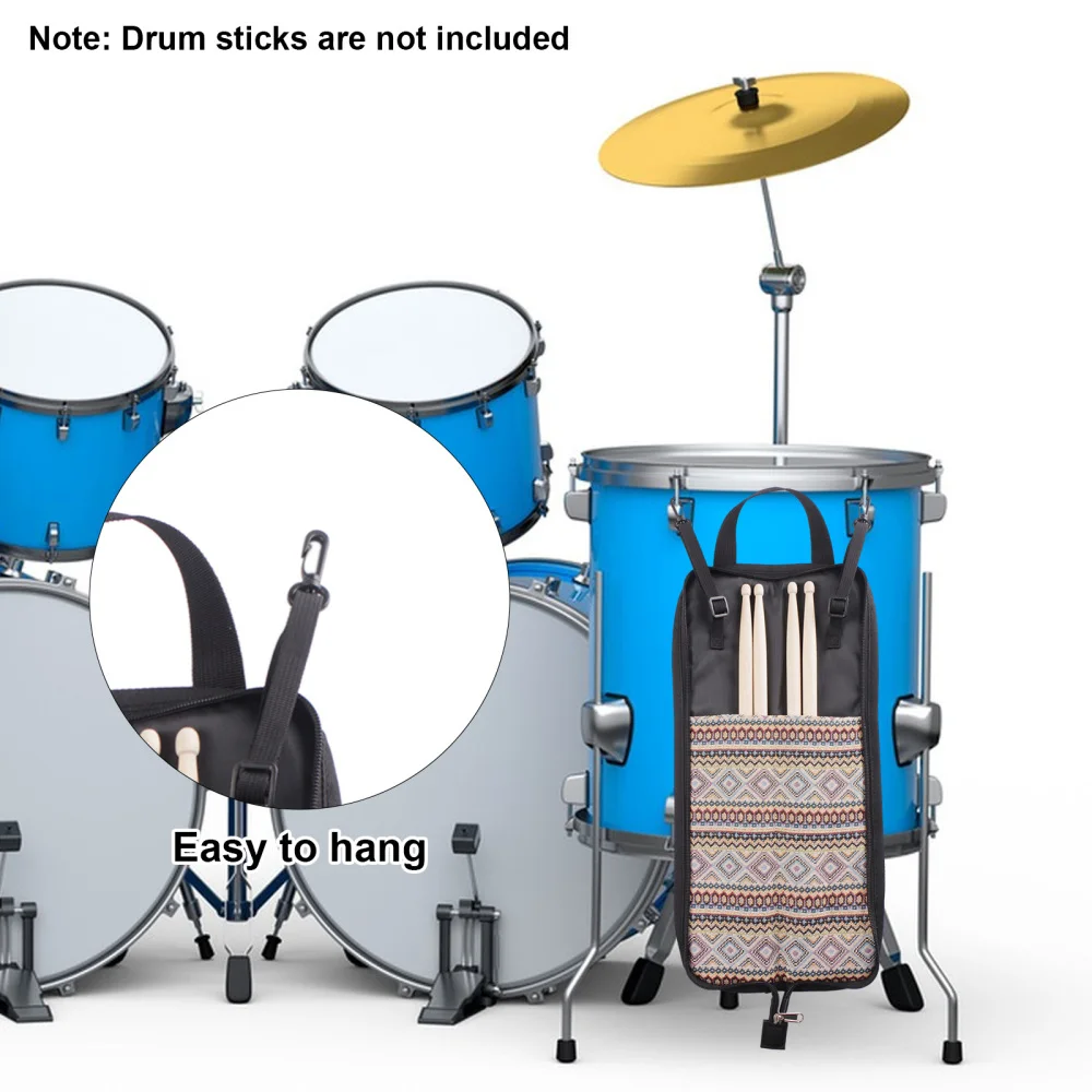 Drum Stick Bag Drumsticks Mallet Case Oxford Fabric with Hooks Wear-resistant Portable Drum Stick Holder Percussion Accessories