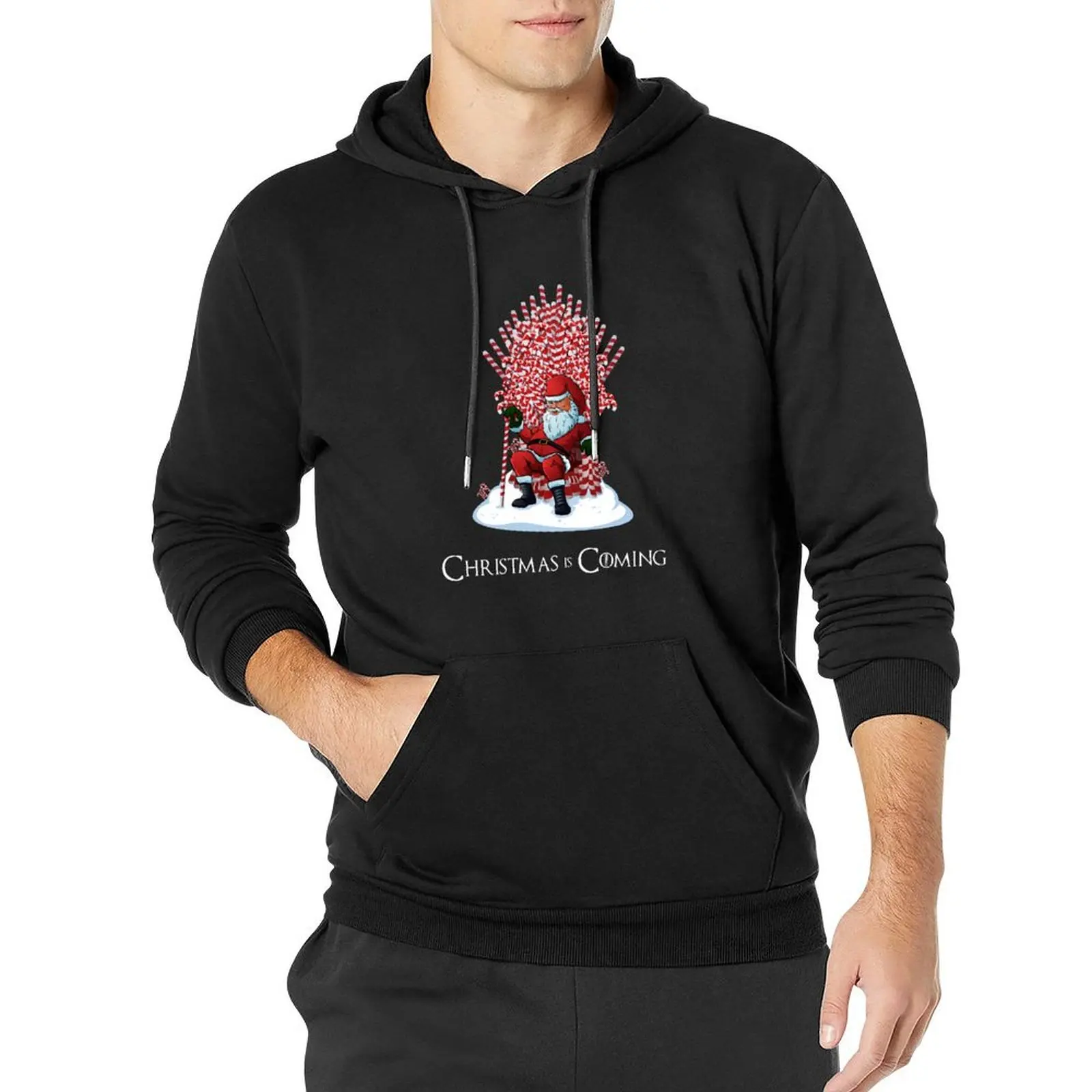 Christmas Is Coming Santa Candy Cane Throne Pullover Hoodie men's coat anime clothes new in hoodies & sweat-shirt