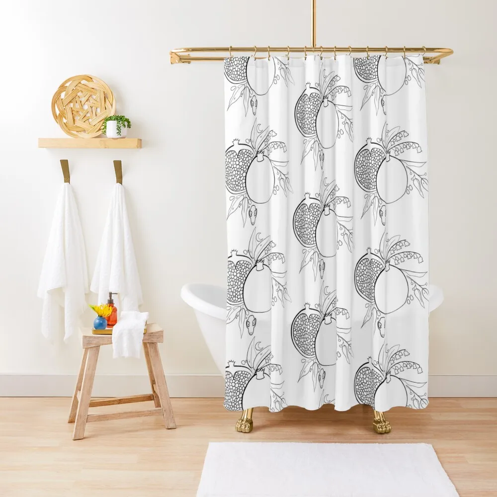 

Peony, Flowers, and Bat Skull black - witch Shower Curtain Shower Waterproof Waterproof Bath And Anti-Mold Curtain