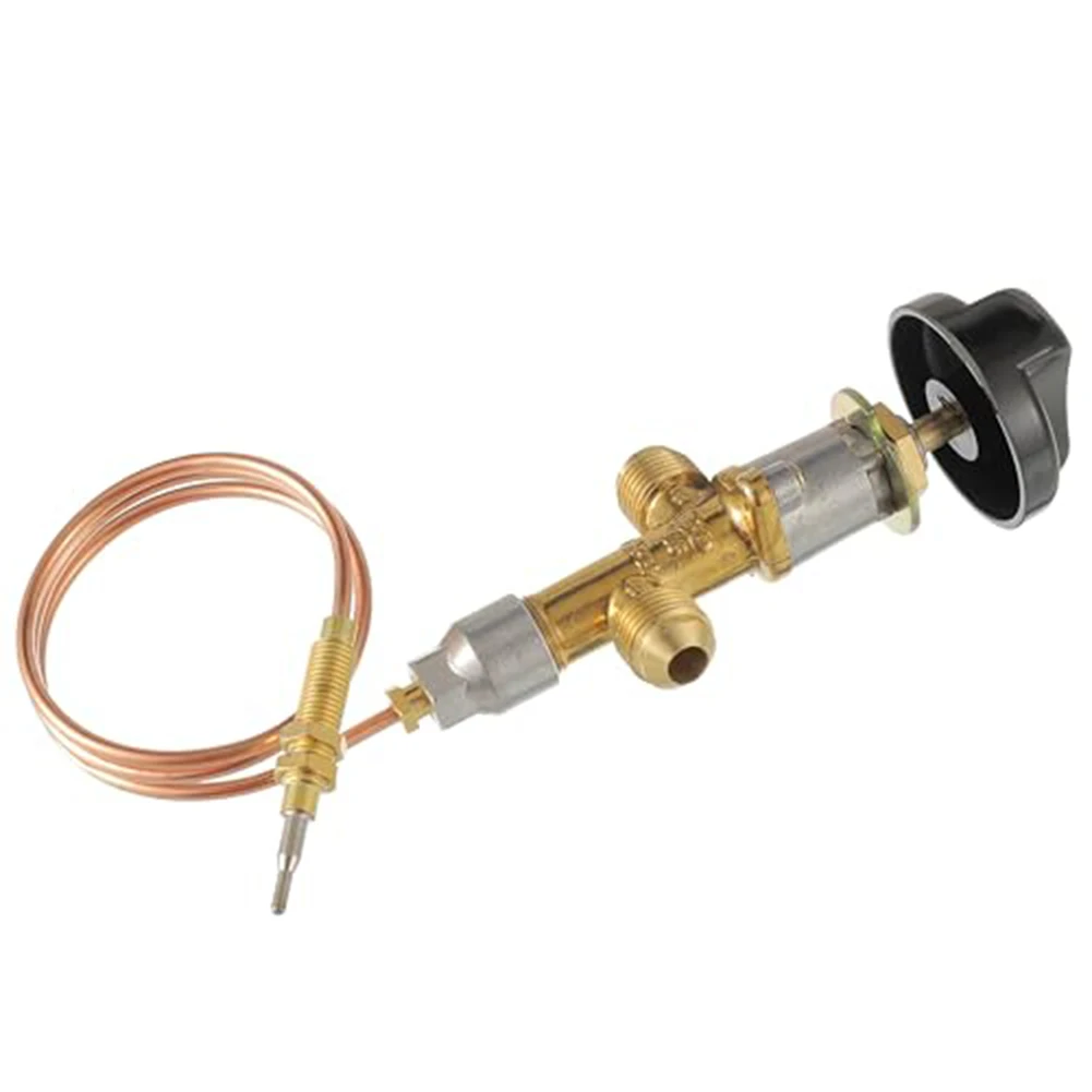 Complete Safety Control Valve Kit with Valve Knob and Thermocouple Wire for Gas Appliances in Fireplaces and Grills