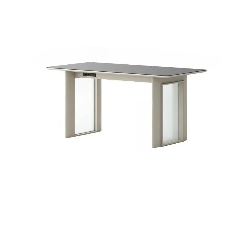 Italian light luxury, minimalist rectangular Eno rock slab dining table, household rock slab dining table