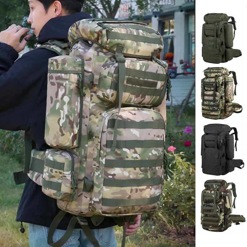 

70L Large Capacity Tactical Backpack,Wear-Resistant Rainproof Oxford Cloth,Multifunctional Outdoor Camping Hiking Climb Bag,B437